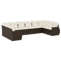 vidaXL 10-tlg. Garten-Sofagarnitur mit Kissen Braun Poly...