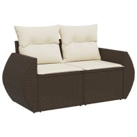 vidaXL 10-tlg. Garten-Sofagarnitur mit Kissen Braun Poly Rattan