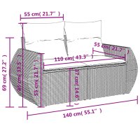vidaXL 10-tlg. Garten-Sofagarnitur mit Kissen Braun Poly Rattan
