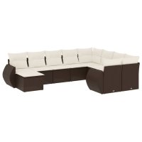 vidaXL 10-tlg. Garten-Sofagarnitur mit Kissen Braun Poly...
