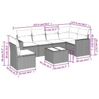 vidaXL 7-tlg. Garten-Sofagarnitur mit Kissen Braun Poly Rattan
