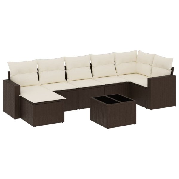 vidaXL 8-tlg. Garten-Sofagarnitur mit Kissen Braun Poly Rattan