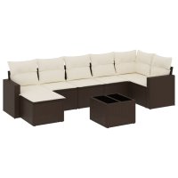 vidaXL 8-tlg. Garten-Sofagarnitur mit Kissen Braun Poly...