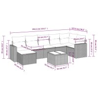 vidaXL 8-tlg. Garten-Sofagarnitur mit Kissen Braun Poly Rattan