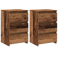 vidaXL Nachttische 2 Stk. Altholz-Optik 40x35x62,5 cm...