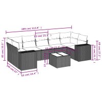 vidaXL 8-tlg. Garten-Sofagarnitur mit Kissen Braun Poly Rattan
