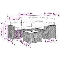 vidaXL 5-tlg. Garten-Sofagarnitur mit Kissen Braun Poly Rattan