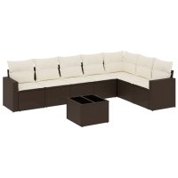 vidaXL 8-tlg. Garten-Sofagarnitur mit Kissen Braun Poly...
