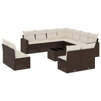 vidaXL 12-tlg. Garten-Sofagarnitur mit Kissen Braun Poly...