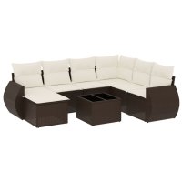 vidaXL 8-tlg. Garten-Sofagarnitur mit Kissen Braun Poly...