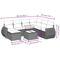 vidaXL 8-tlg. Garten-Sofagarnitur mit Kissen Braun Poly Rattan