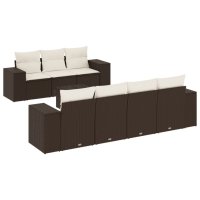 vidaXL 8-tlg. Garten-Sofagarnitur mit Kissen Braun Poly...