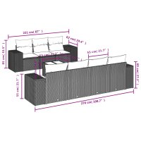 vidaXL 8-tlg. Garten-Sofagarnitur mit Kissen Braun Poly Rattan