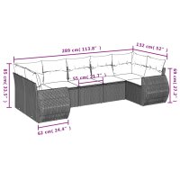 vidaXL 7-tlg. Garten-Sofagarnitur mit Kissen Braun Poly Rattan