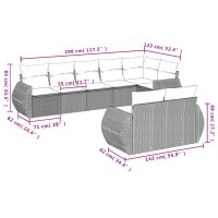 vidaXL 8-tlg. Garten-Sofagarnitur mit Kissen Braun Poly Rattan