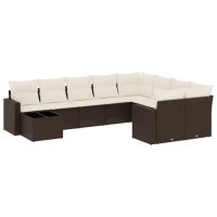 vidaXL 10-tlg. Garten-Sofagarnitur mit Kissen Braun Poly...
