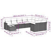 vidaXL 10-tlg. Garten-Sofagarnitur mit Kissen Braun Poly Rattan