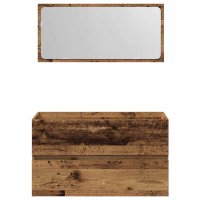 vidaXL Badschrank mit Spiegel Altholz-Optik Holzwerkstoff