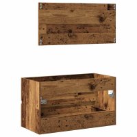 vidaXL Badschrank mit Spiegel Altholz-Optik Holzwerkstoff