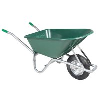 vidaXL Schubkarre Grün 90 L 150 kg Verzinkter Stahl...