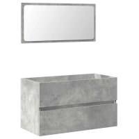 vidaXL Badschrank mit Spiegel Betongrau Holzwerkstoff