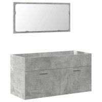 vidaXL Badschrank mit Spiegel Betongrau Holzwerkstoff