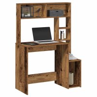 vidaXL Schreibtisch mit Regal Altholz-Optik 100x45x140cm...