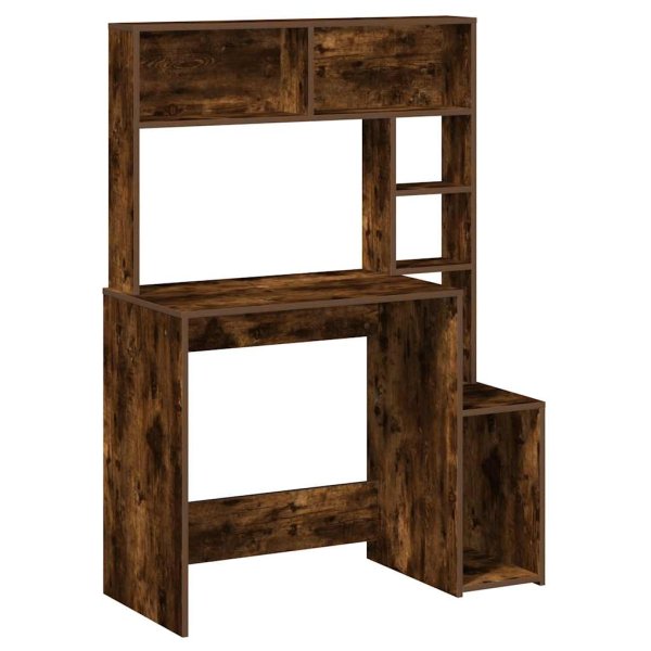 vidaXL Schreibtisch mit Regal Räuchereiche 100x45x140 cm Holzwerkstoff