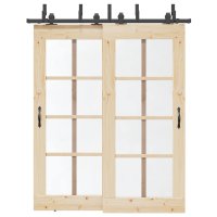 vidaXL Schiebetürbeschlag-Set 183 cm Stahl Schwarz