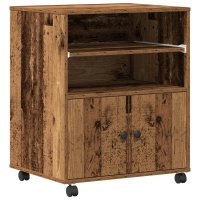 vidaXL Druckerständer mit Rollen Alt Holz 60x48x74 cm