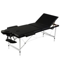 Massagetisch mit Aluminiumrahmen, faltbar 3 Zonen Schwarz