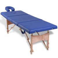 vidaXL Massageliege Klappbar 4-Zonen mit Holzgestell Blau