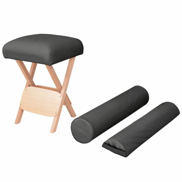 vidaXL Massage-Klapphocker 12 cm dicker Sitz &amp; 2 Nackenrollen Schwarz