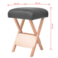 vidaXL Massage-Klapphocker 12 cm dicker Sitz &amp; 2 Nackenrollen Schwarz