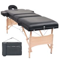 vidaXL Massageliege 3 Zonen Tragbar 10 cm Polsterung Schwarz