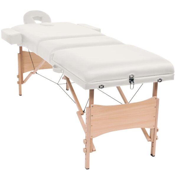 vidaXL Massageliege 3-Zonen mit Hocker Klappbar 10 cm Sitz Wei&szlig;