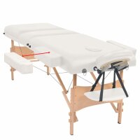 vidaXL Massageliege 3-Zonen mit Hocker Klappbar 10 cm Sitz Wei&szlig;