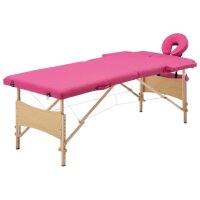 vidaXL Massageliege Klappbar 2-Zonen mit Holzgestell Rosa