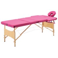 vidaXL Massageliege Klappbar 3-Zonen mit Holzgestell Rosa