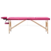 vidaXL Massageliege Klappbar 3-Zonen mit Holzgestell Rosa