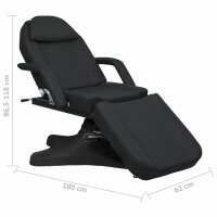 vidaXL Massagetisch Schwarz 180x62x(86,5-118) cm