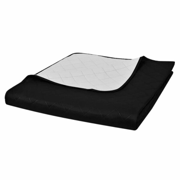 vidaXL Zweiseitige Tagesdecke Gesteppt Schwarz/Wei&szlig; 220x240 cm