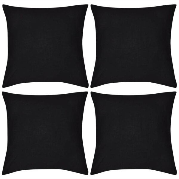 4 schwarze Kissenbez&uuml;ge Baumwolle 50 x 50 cm