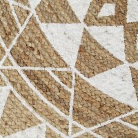 vidaXL Teppich Handgefertigt Jute mit wei&szlig;em Aufdruck 150 cm