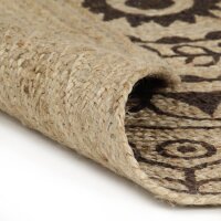 WOWONA Teppich Handgefertigt Jute mit Dunkelbraunem Aufdruck 90 cm