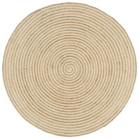 vidaXL Teppich Handgefertigt Jute mit Spiralen-Design Wei&szlig; 90 cm