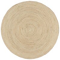 vidaXL Teppich Handgefertigt Jute mit Spiralen-Design Wei&szlig; 120 cm