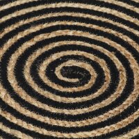 vidaXL Teppich Handgefertigt Jute mit Spiralen-Design Schwarz 120 cm