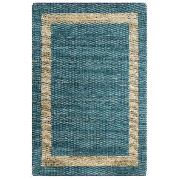 vidaXL Teppich Handgefertigt Jute Blau 120x180 cm