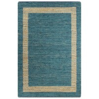 vidaXL Teppich Handgefertigt Jute Blau 160x230 cm
